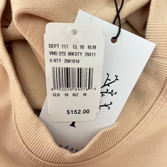 Sundays “Jane” Fringe Trimmed Sweatshirt In Ivory Smoke Size Med - Picture 6 of 10